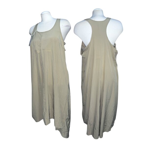 Halara NWT Breezeful Racerback Tank Casual Midi Dress Pockets Sz XL Womens Beige - Picture 1 of 14